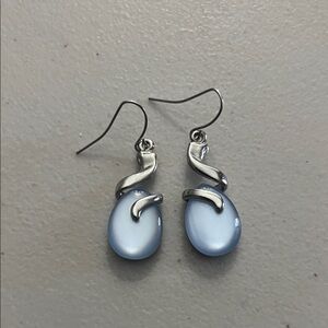 Silver and Blue Swirl Drop Earrings